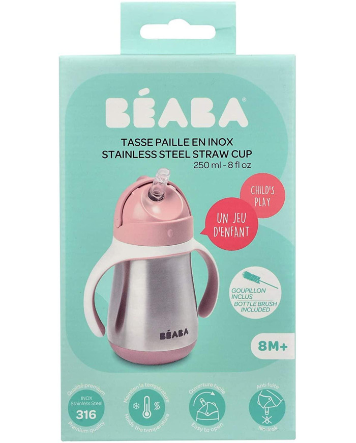 BEABA METALLIST JOOGIPUDEL KÕRREGA, 250 ML, OLD PINK