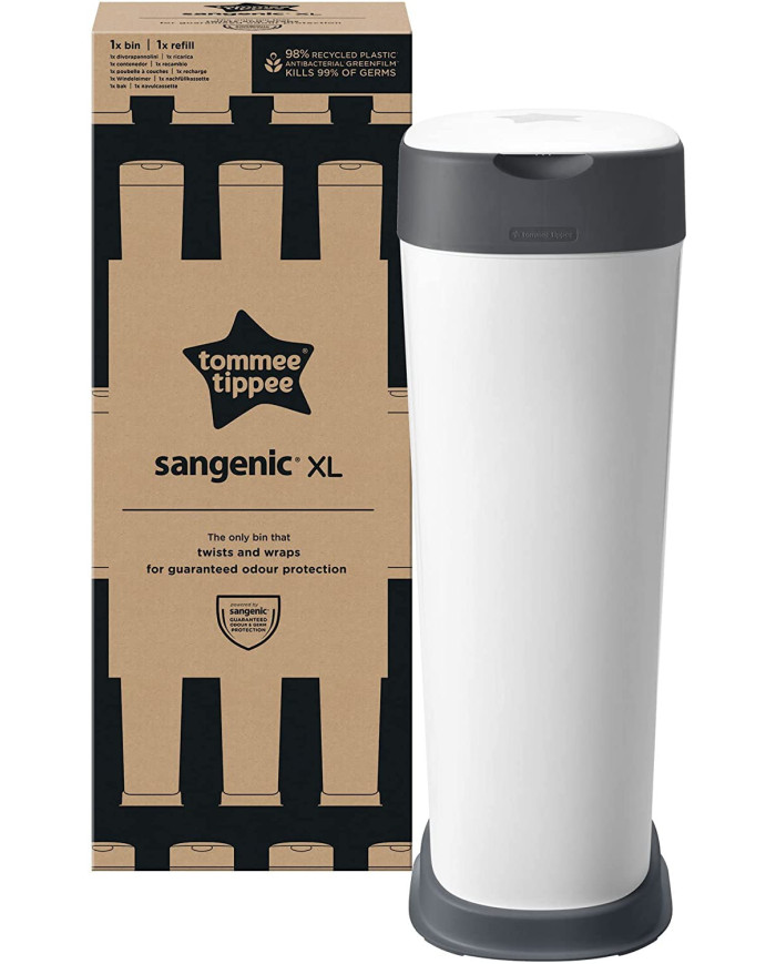 TOMMEE TIPPEE XL DYDŽIO SANGENIC TWIST AND CLICK ADVANCED SAUSKELNIŲ KONTEINERIS, BALTAS