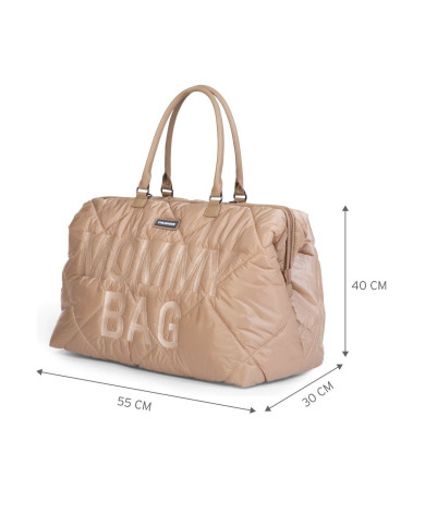 CHILDHOME DIDELIS MAMOS REIKMENŲ KREPŠYS MOMMY BAG, PUFFERED - BEIGE