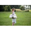 CHILDHOME DIDELIS MAMOS REIKMENŲ KREPŠYS MOMMY BAG, OFF WHITE STRIPES BLACK/GOLD