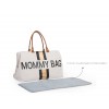 CHILDHOME DIDELIS MAMOS REIKMENŲ KREPŠYS MOMMY BAG, OFF WHITE STRIPES BLACK/GOLD