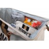 CHILDHOME DIDELIS MAMOS REIKMENŲ KREPŠYS MOMMY BAG, OFF WHITE STRIPES BLACK/GOLD