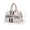 CHILDHOME DIDELIS MAMOS REIKMENŲ KREPŠYS MOMMY BAG, OFF WHITE STRIPES BLACK/GOLD