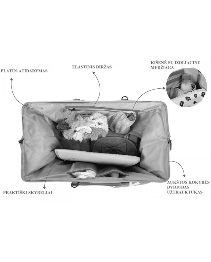 CHILDHOME DIDELIS MAMOS REIKMENŲ KREPŠYS MOMMY BAG, TEDDY OFF WHITE