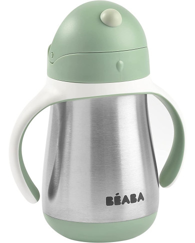 BEABA METALINĖ GERTUVĖ SU ŠIAUDELIU, 250 ML,  SAGE GREEN