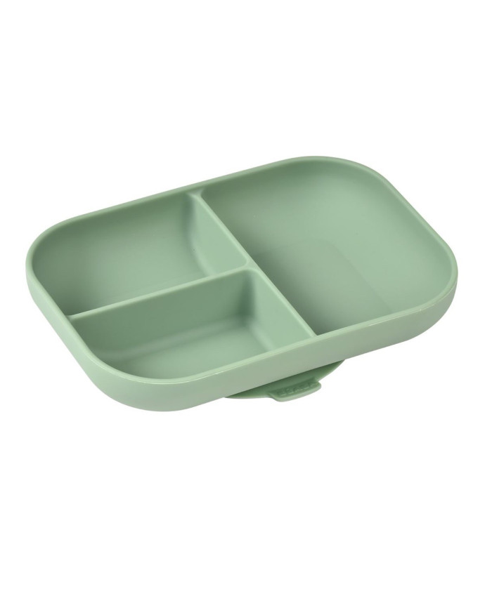 BEABA SILIKONINĖ DUGNU PRILIMPANTI 3 SKYRIŲ LĖKŠTĖ, SAGE GREEN   