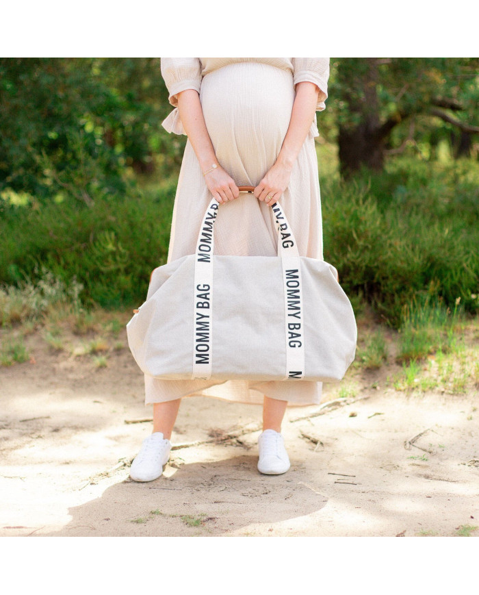 CHILDHOME DIDELIS MAMOS REIKMENŲ KREPŠYS MOMMY BAG SIGNATURE, CANVAS – OFF WHITE