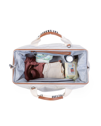 CHILDHOME DIDELIS MAMOS REIKMENŲ KREPŠYS MOMMY BAG SIGNATURE, CANVAS – OFF WHITE