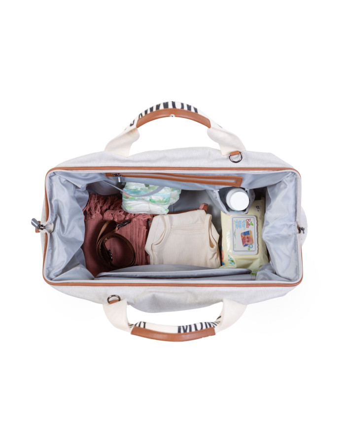 CHILDHOME DIDELIS MAMOS REIKMENŲ KREPŠYS MOMMY BAG SIGNATURE, CANVAS – OFF WHITE