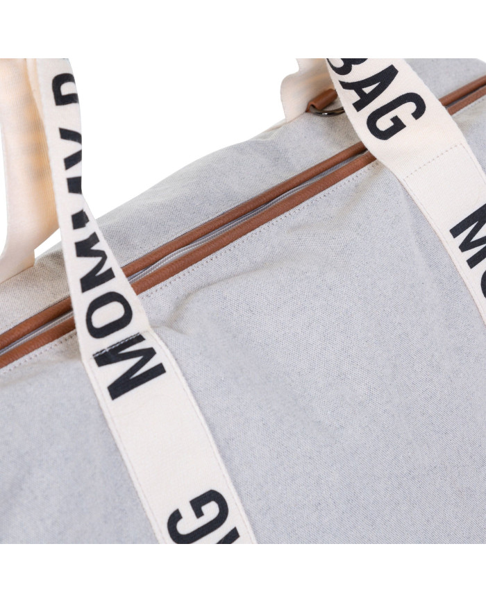 CHILDHOME DIDELIS MAMOS REIKMENŲ KREPŠYS MOMMY BAG SIGNATURE, CANVAS – OFF WHITE