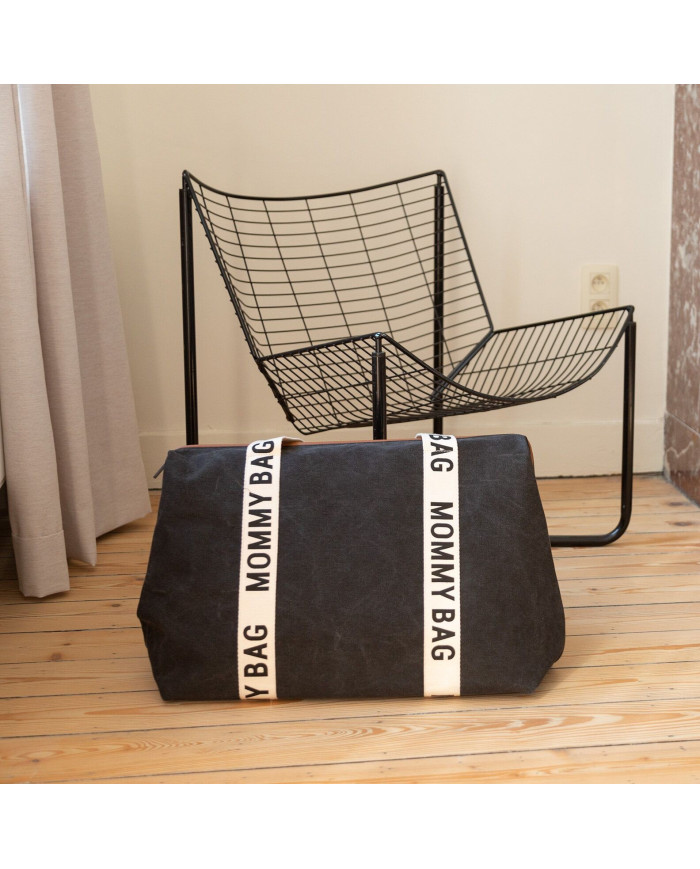 CHILDHOME DIDELIS MAMOS REIKMENŲ KREPŠYS MOMMY BAG SIGNATURE, CANVAS – BLACK