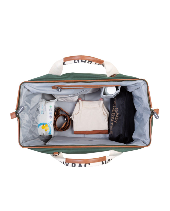 CHILDHOME DIDELIS MAMOS REIKMENŲ KREPŠYS MOMMY BAG SIGNATURE, CANVAS – GREEN