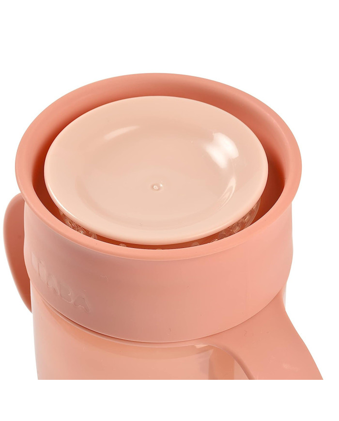 BEABA 360 LAIPSNIŲ KAMPU BESISUKANTIS, NEIŠSILIEJANTIS MOKOMASIS PUODELIS, PINK