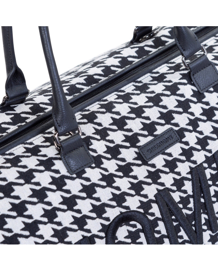 CHILDHOME DIDELIS MAMOS REIKMENŲ KREPŠYS MOMMY BAG, PIED DE POULE, BLACK
