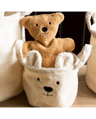 CHILDHOME DAIKTŲ IR ŽAISLŲ LAIKYMO KREPŠYS 25X20X20 CM, TEDDY OFF WHITE