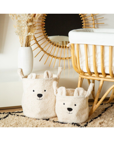 CHILDHOME DAIKTŲ IR ŽAISLŲ LAIKYMO KREPŠYS  40X40X40 CM, TEDDY OFF WHITE