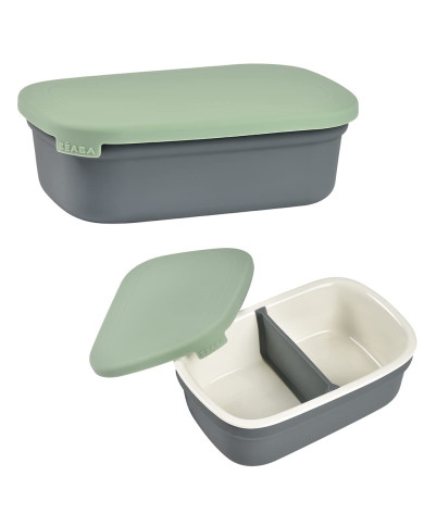 BEABA KERAMIKINĖ REGULIUOJAMŲ SKYRIŲ PIETŲ DĖŽUTĖ, MINERAL/SAGE GREEN