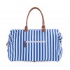 CHILDHOME DIDELIS MAMOS REIKMENŲ KREPŠYS MOMMY BAG,  STRIPES - ELECTRIC BLUE/LIGHT BLUE