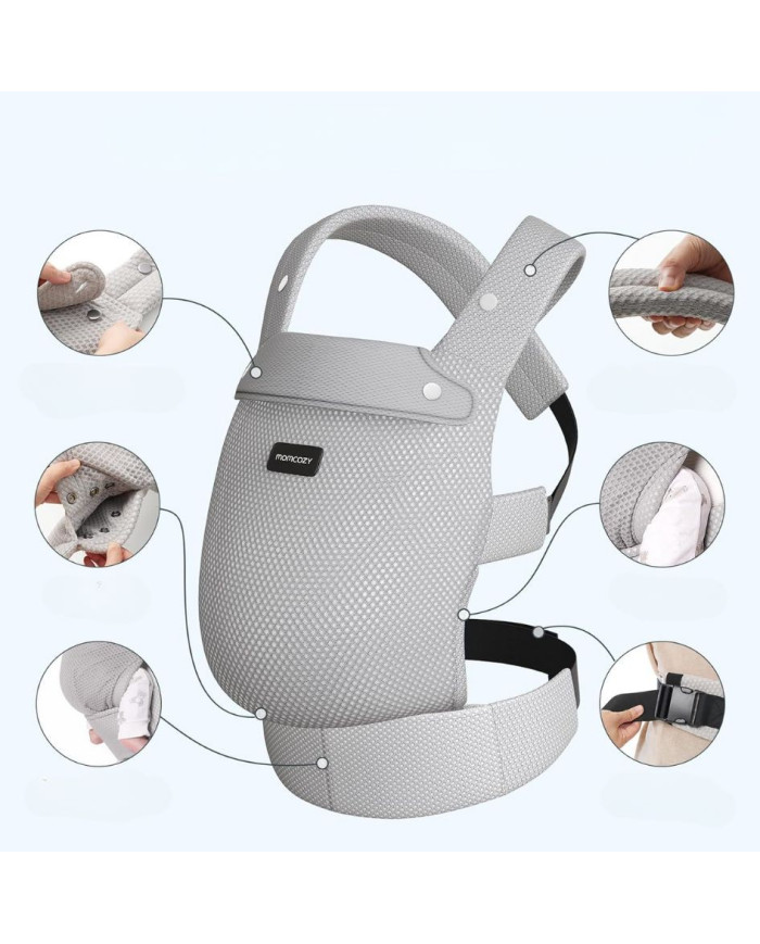 MOMCOZY ERGONOMINĖ KŪDIKIŲ NEŠIOKLĖ SU TINKLELIU, PILKA