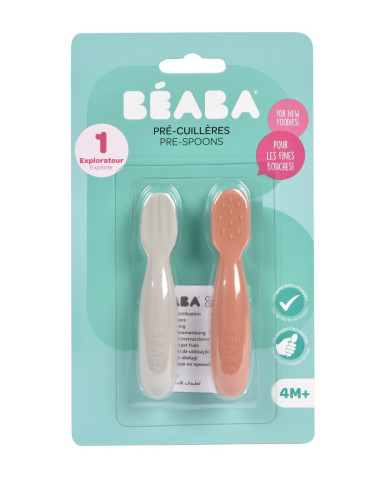 BEABA 2 VNT. SILIKONINIŲ ŠAUKŠTELIŲ RINKINYS +4 MĖN, TERRACOTTA/VELVET GREY	