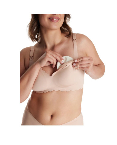 MOMCOZY BESIŪLĖ LIEMENĖLĖ NĖŠČIOSIOMS IR MAITINANČIOMS FLORAL YN46, OYSTER PINK, XL DYDIS