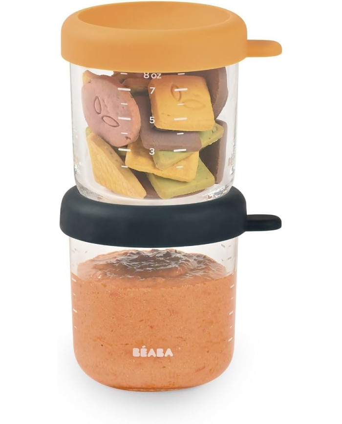 BEABA 2 KLAASPU​​RGI KOMPLEKT (250 ML), NIGHT BLUE/HONEY