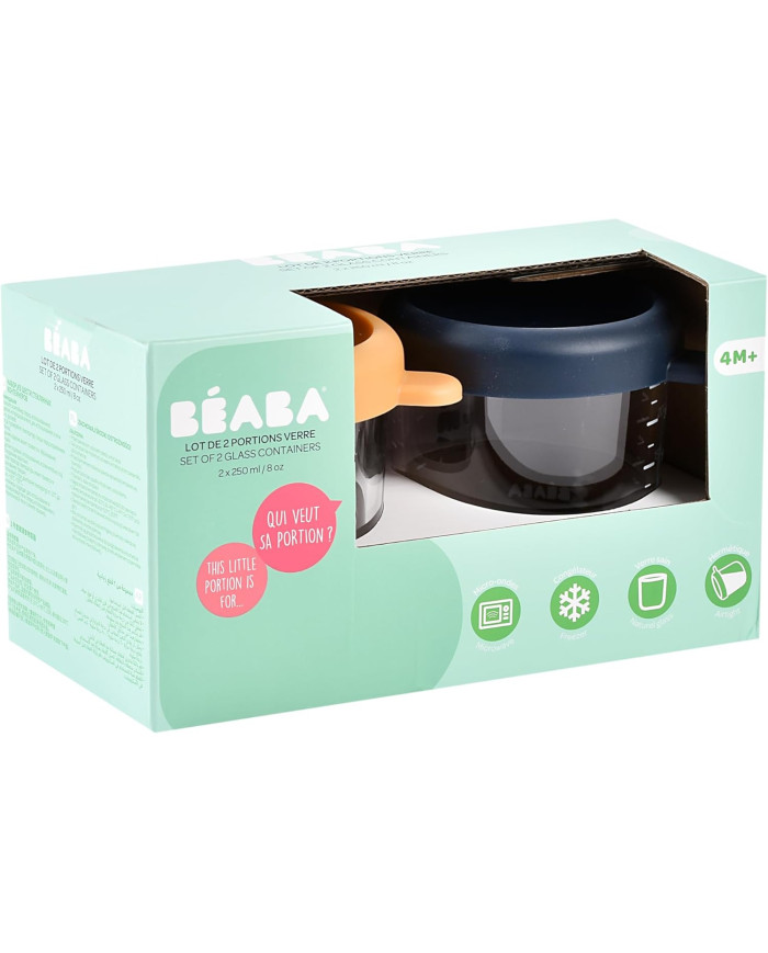BEABA 2 KLAASPU​​RGI KOMPLEKT (250 ML), NIGHT BLUE/HONEY
