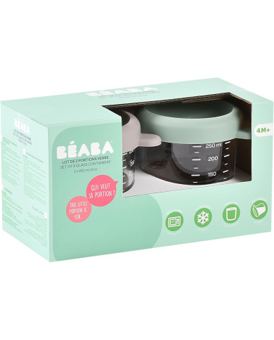 BEABA 2 TK KLAASPURKIDE KOMPLEKT (250 ML), SAGE GREEN/GREY