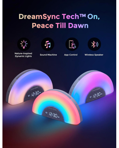 MOMCOZY VALGE MÜRA SEADE-ÄRATUSKELL DREAMSYNC™ VIKERKAAREVALGUSEGA, GREY