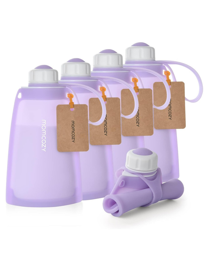 MOMCOZY KORDUVKASUTATAVAD SILIKOONIST PIIMASÄILITUSKOTID, 5 TK, LILLAD