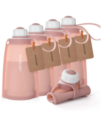 MOMCOZY KORDUVKASUTATAVAD SILIKOONIST PIIMASÄILITUSKOTID, 5 TK, ROOSAD
