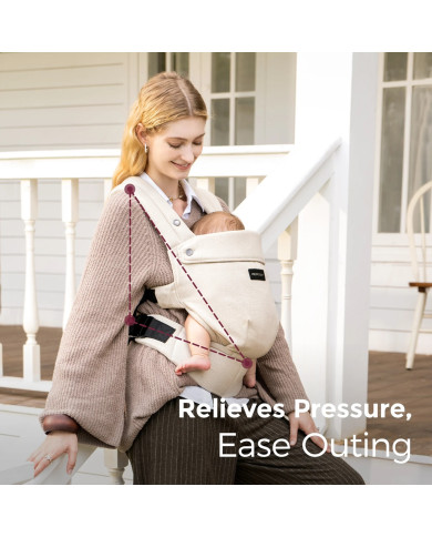 MOMCOZY ERGONOOMILINE BEEBIKANDESÜSTEEM PUREHUG LOODUSLIKUST LINASEST, LIGHT AMBER