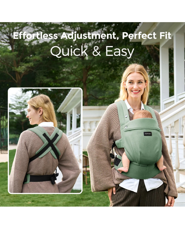 MOMCOZY ERGONOOMILINE BEEBIKANDMIS PUREHUG LOODUSLIKUST LINASEGST, SAGE GREEN