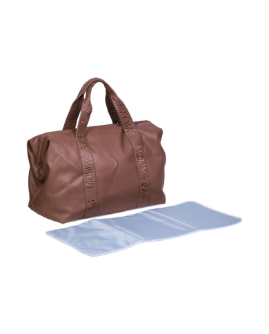CHILDHOME SUUR EMADE TARVETE KOTT MOMMY BAG, SIGNATURE - VEGAN LEATHER - DARK BROWN