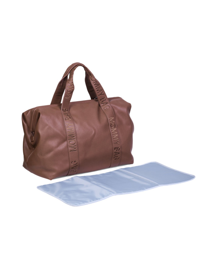 CHILDHOME SUUR EMADE TARVETE KOTT MOMMY BAG, SIGNATURE - VEGAN LEATHER - DARK BROWN