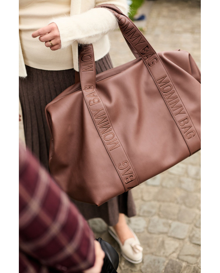 CHILDHOME SUUR EMADE TARVETE KOTT MOMMY BAG, SIGNATURE - VEGAN LEATHER - DARK BROWN
