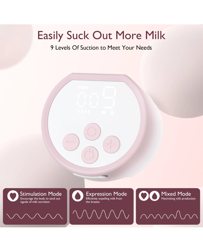 MOMCOZY Kahekordne Kaasaskantav Juhtmevaba Rinnapump S12 Pro, Roosa