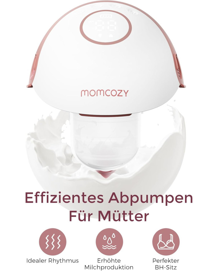 MOMCOZY Kahepoolne Juhtmevaba Rinnapump M6 - Roosa