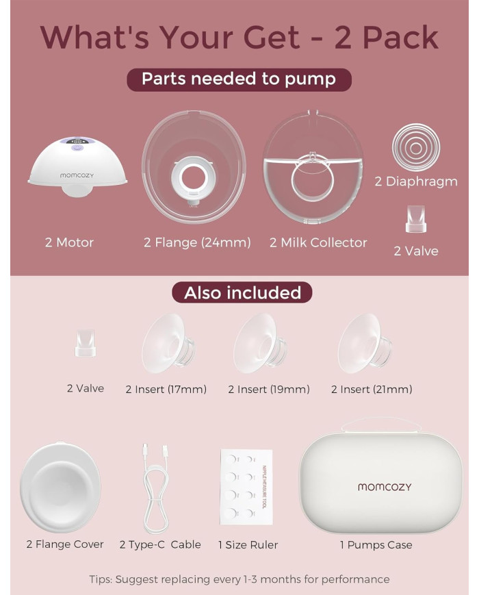 MOMCOZY juhtmevaba rinnapump M5 – lilla