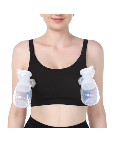 MOMCOZY Elektrilise Piimapumba Kätevaba Rinnahoidja, 2XL, Must