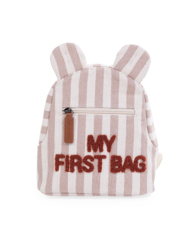 CHILDHOME Laste seljakott My First Bag – Stripes Nude/Terracotta