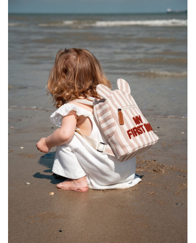 CHILDHOME Laste seljakott My First Bag – Stripes Nude/Terracotta