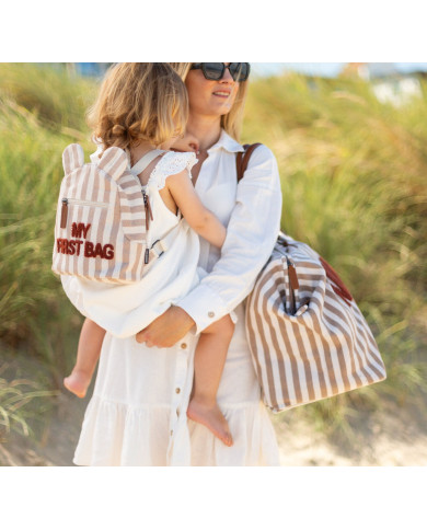 CHILDHOME Laste seljakott My First Bag – Stripes Nude/Terracotta