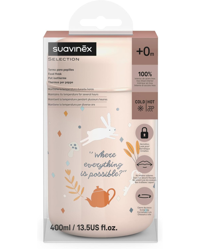 SUAVINEX Wonderlandi termotoidunõu 400 ml, roosa