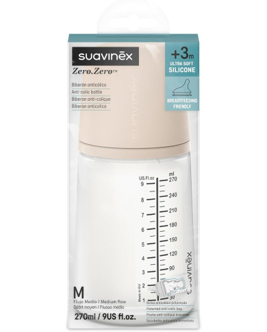 SUAVINEX ZERO ZERO ANTI-COLIC LUTIPUDEL, 270 ML, ALATES +3 KUUST