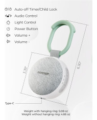 Momcozy kaasaskantav valge müra seade öövalgustiga