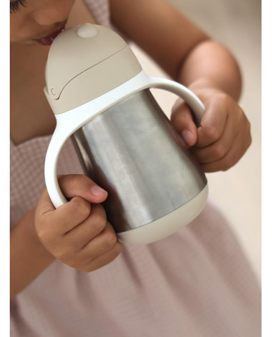 BEABA Metallist joogipudel kõrrega, 250 ml, Clay