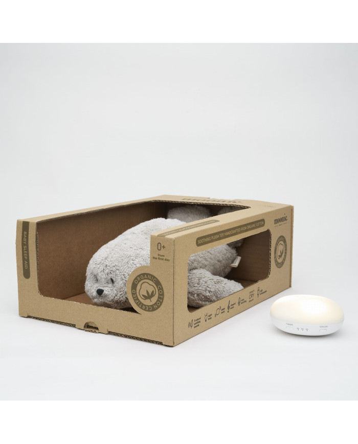 Moonie 2.0 Organic hülgekujuline uinutaja Grey – rahulik uni teie väikesele