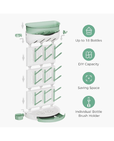 MOMCOZY modulaarne 18 lutipudeli kuivatusrest