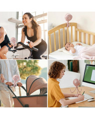 MOMCOZY kaasaskantav kärukinnitusega ventilaator, roosa